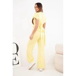 Sieviešu dzeltens komplekts ar platām biksēm Floren