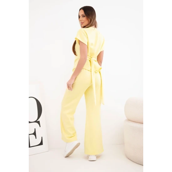 Sieviešu dzeltens komplekts ar platām biksēm Floren Sieviešu uzvalki