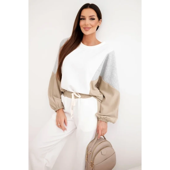 Sieviešu divkrāsains brīvā laika komplekts ar tumši brūnu ielaidumu Gabi Sieviešu uzvalki