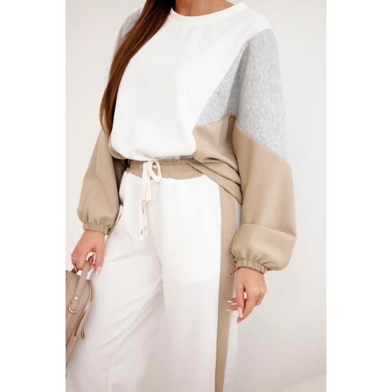 Sieviešu divkrāsains brīvā laika komplekts ar tumši brūnu ielaidumu Gabi Sieviešu uzvalki