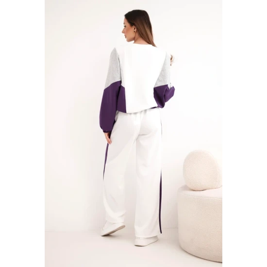 Sieviešu divkrāsains brīvā laika komplekts ar violetu ielaidumu Gabi Sieviešu uzvalki