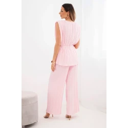 Sieviešu gaiši rozā plisēts komplekts Nici