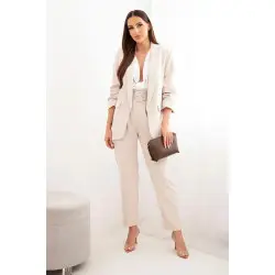 Elegants sieviešu apģērbu komplekts Silva gaiši brūnā krāsā