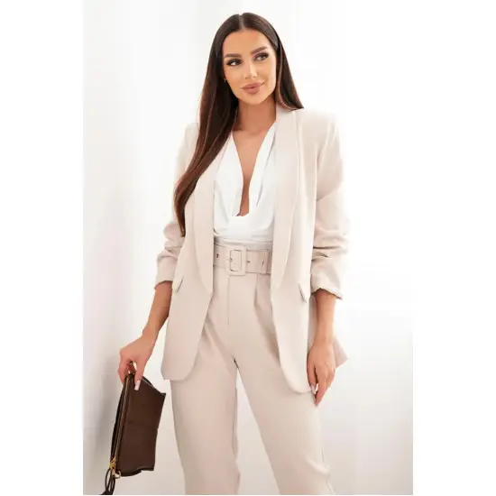 Elegants sieviešu apģērbu komplekts Silva gaiši brūnā krāsā