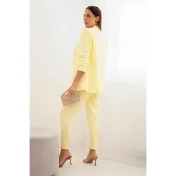 Elegants sieviešu apģērbu komplekts gaiši dzeltenā krāsā „Silva“