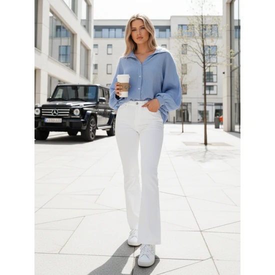 Sieviešu muslīna zils krekls Musline Sieviešu krekli