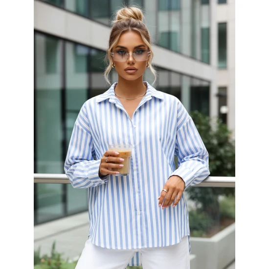 Sieviešu lielizmēra zils krekls Mona Sieviešu krekli