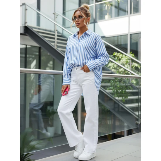 Sieviešu lielizmēra zils krekls Mona Sieviešu krekli