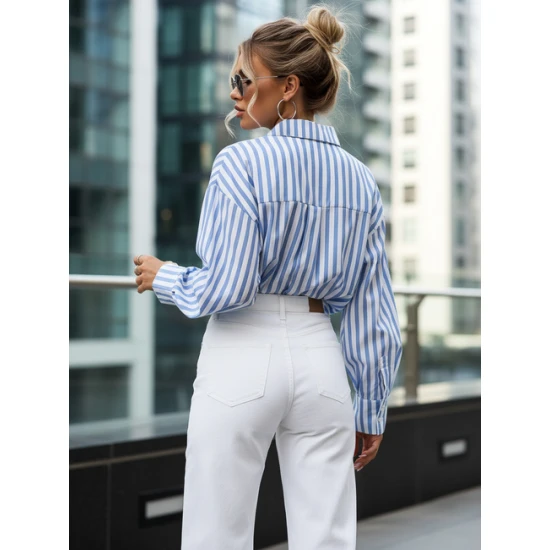 Sieviešu lielizmēra zils krekls Mona Sieviešu krekli