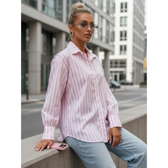 Sieviešu lielizmēra rozā krekls Mona Sieviešu krekli