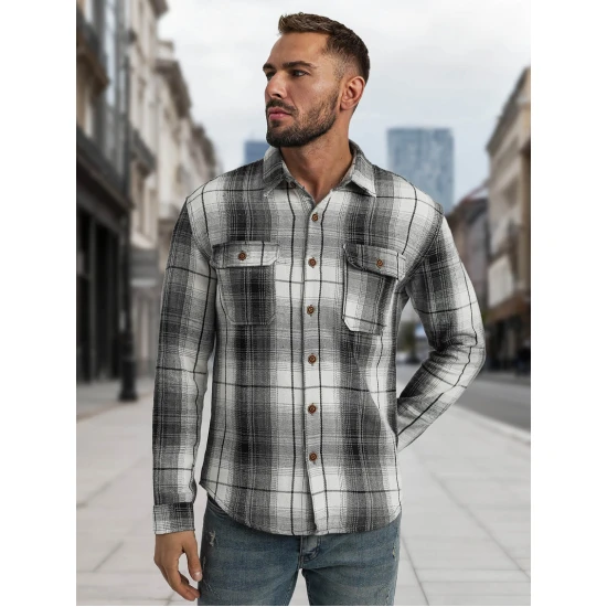 Vīriešu melns/balts flaneļa krekls Cory