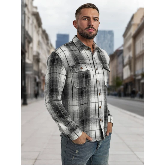 Vīriešu melns/balts flaneļa krekls Cory