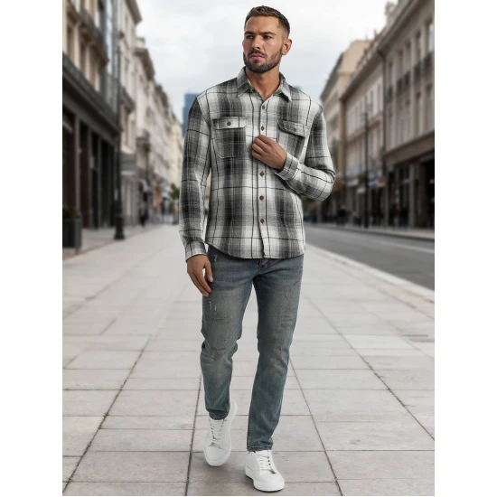 Vīriešu melns/balts flaneļa krekls Cory