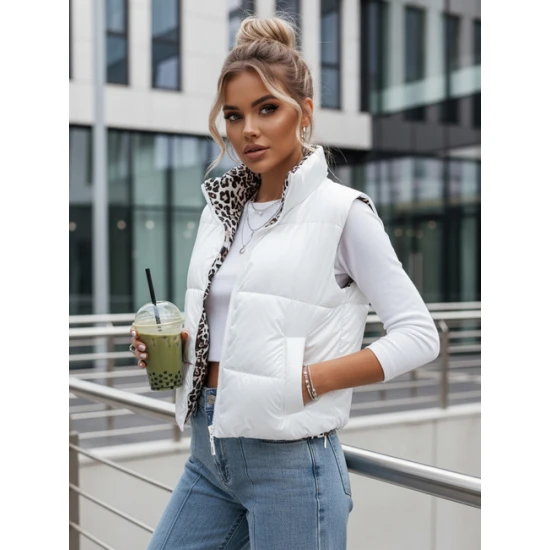 Sieviešu balta divpusējā veste Puff Sieviešu vestes