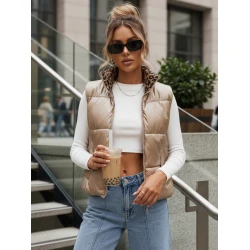 Sieviešu brūna divpusējā veste Puff