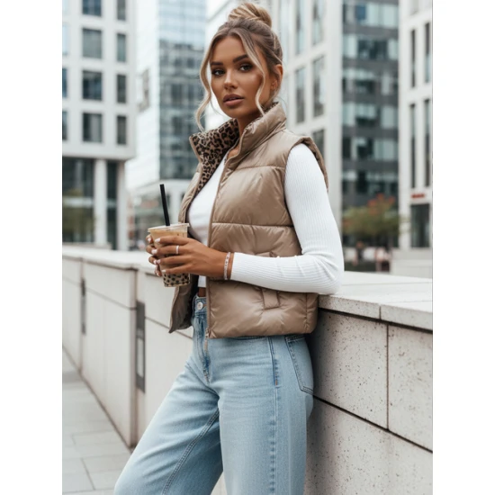 Sieviešu brūna divpusējā veste Puff Sieviešu vestes