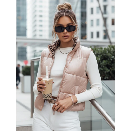 Sieviešu gaiši rozā divpusējā veste Puff Sieviešu vestes