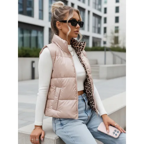 Sieviešu gaiši rozā divpusējā veste Puff Sieviešu vestes