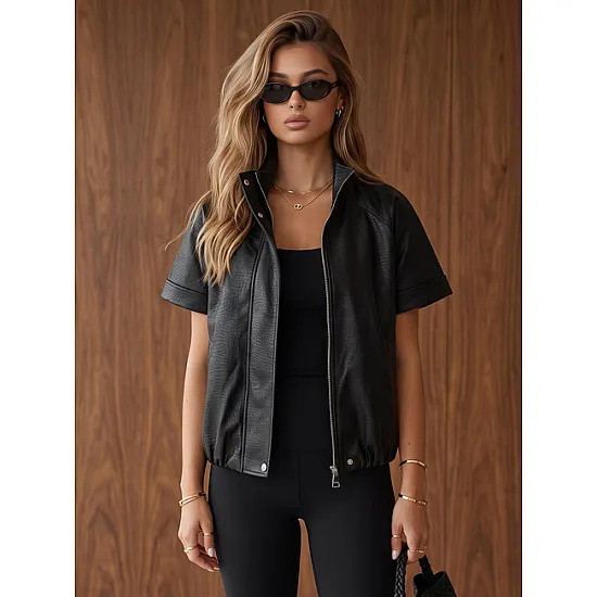 Sunny Women's Black Leather Vest