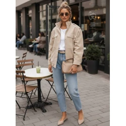 Sieviešu smilškrāsas zamšādas bomberjakete Silin