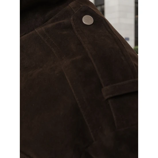 Sieviešu šokolādes krāsas zamšādas bomberjakete Silin Sieviešu jakas