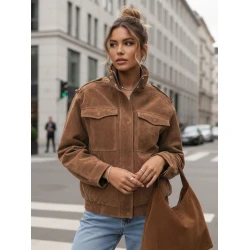 Sieviešu brūna zamšādas bomberjakete Silin