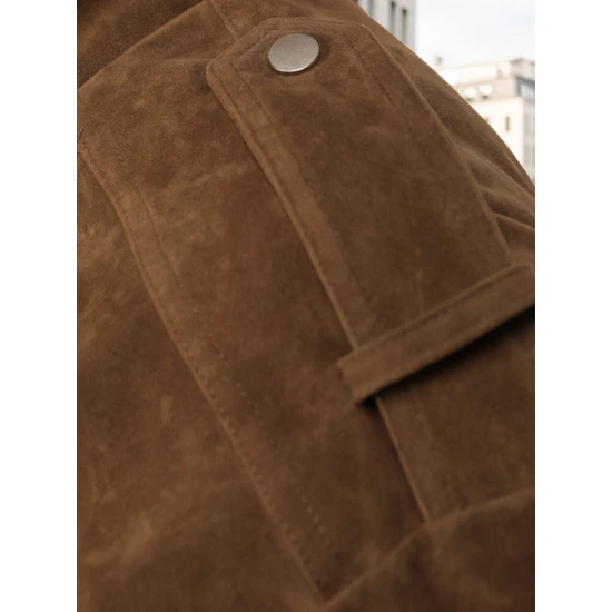 Sieviešu tumši brūna zamšādas bomberjakete Silin Sieviešu jakas