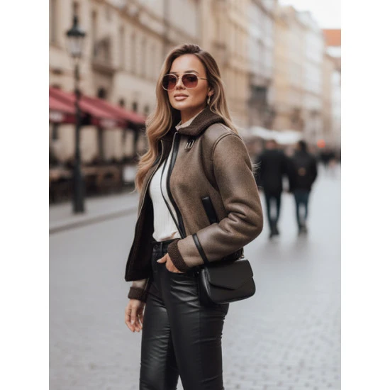 Sieviešu brūna jaka Mira Sieviešu jakas