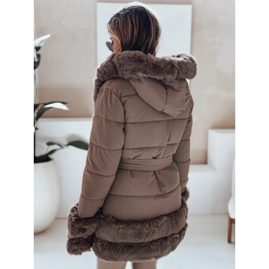 Sieviešu tumši brūna jaka ar kažokādu City