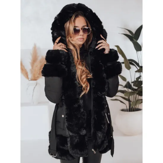Women's black jacket with fur City Women's jackets