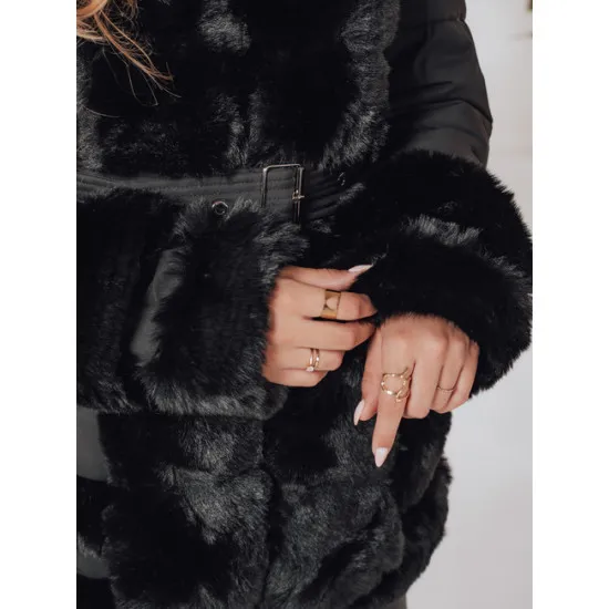 Women's black jacket with fur City Women's jackets