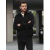 Vīriešu divpusējā melnā jaka ar kapuci Linde Vīriešu jakas un mēteļi