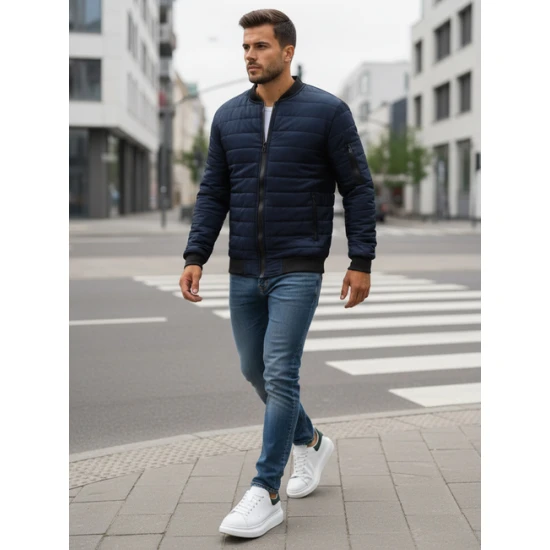 Vīriešu stepēta tumši zila jaka Minti JS/MY02Z