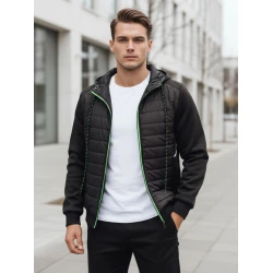 Vīriešu melna jaka ar kapuci Bastin
