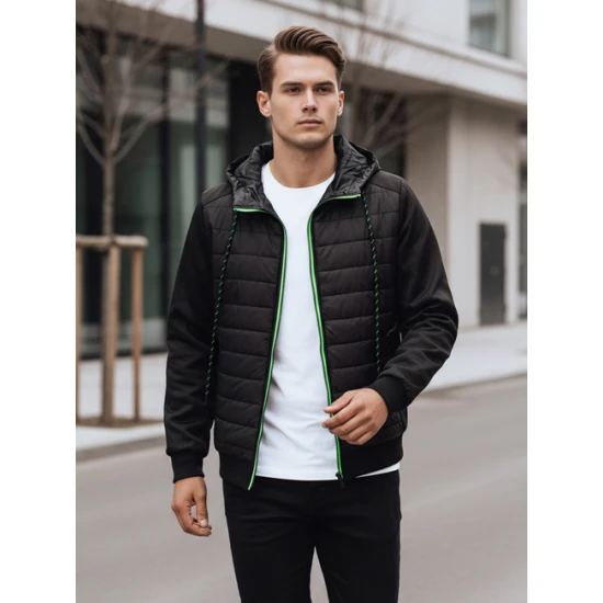 Vīriešu melna jaka ar kapuci Bastin TX4394