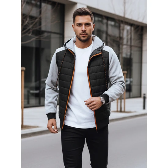 Vīriešu pelēka jaka ar kapuci Bastin TX4393