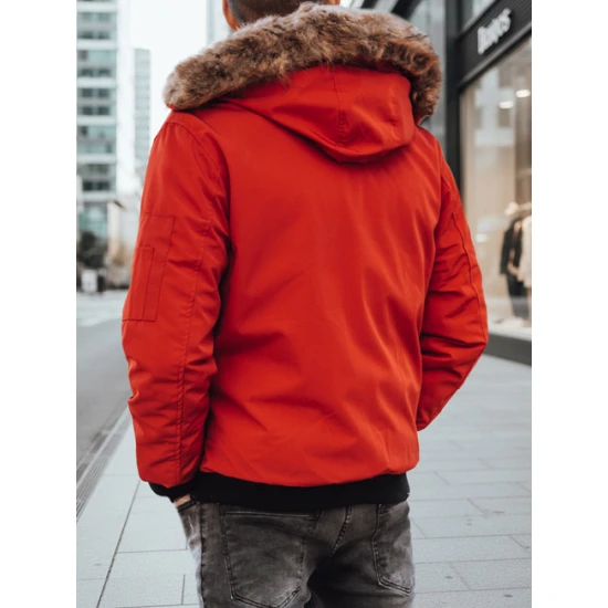 Bomber stila ziemas sarkana vīriešu jaka Lemor JS/201901