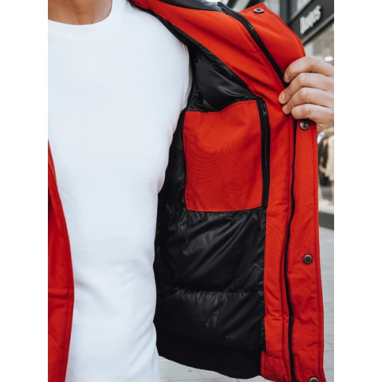 Bomber stila ziemas sarkana vīriešu jaka Lemor JS/201901