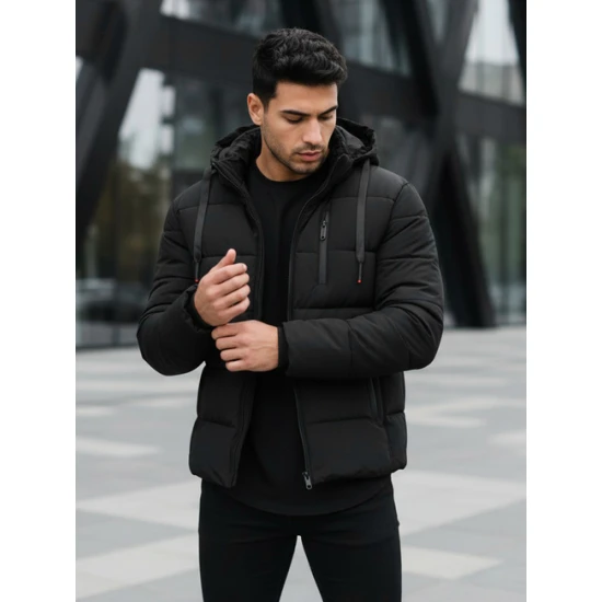 Vīriešu melna ziemas jaka Polar