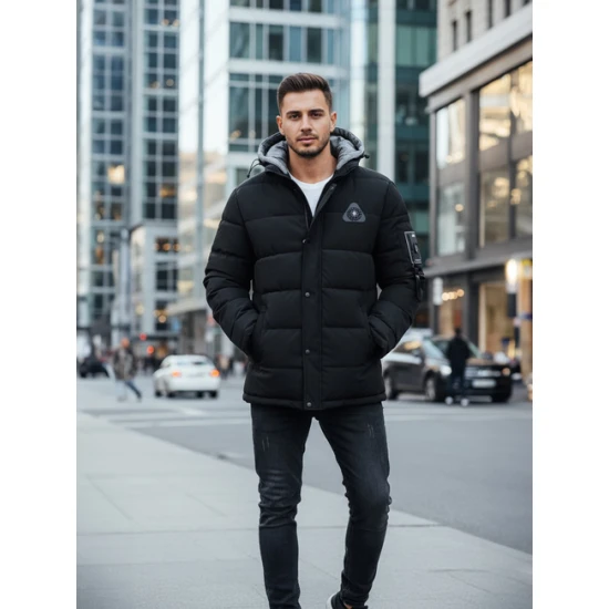 Vīriešu melna ziemas jaka Race