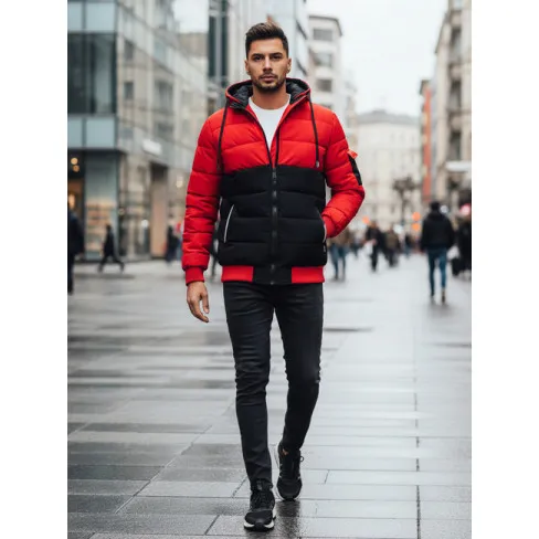 Vīriešu sarkanā/melnā ziemas jaka Oscar