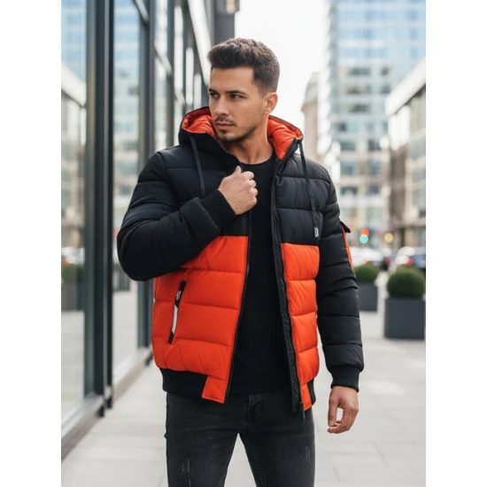 Vīriešu melna/oranža ziemas jaka Oscar