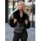 Sieviešu melna jaka ar melnu kažokādu Real Jakas