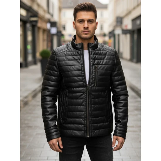 Vīriešu melna ziemas jaka Gentelman