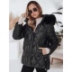 Sieviešu melna ziemas jaka ar melnu kažokādu Lumor