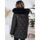 Sieviešu melna ziemas jaka ar melnu kažokādu Lumor