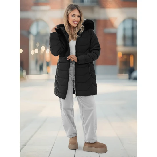 Sieviešu melna ziemas jaka Tamira