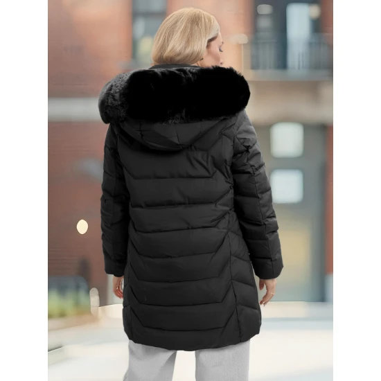 Sieviešu melna ziemas jaka Tamira