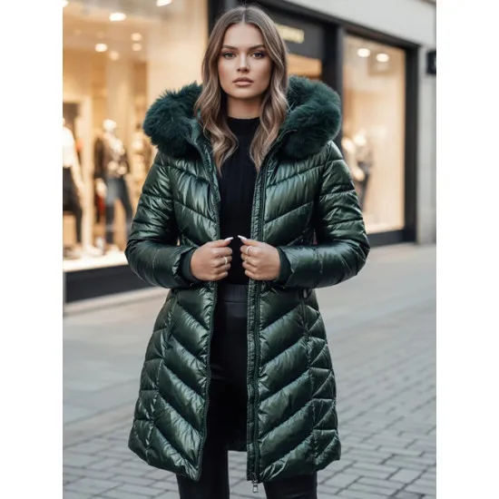 Women's quilted green jacket Bela