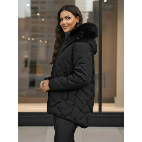 Sieviešu melna ziemas jaka ar kapuci Levi Sieviešu jakas